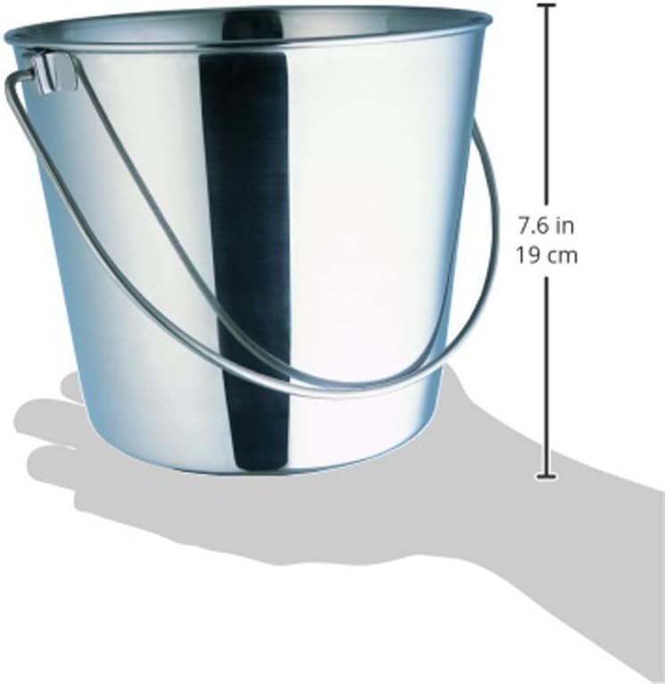 Indipets Stainless Steel Bucket for Pets (4-Quart) – w/Out Hooks – Food & Water Pail for Cats & Dogs