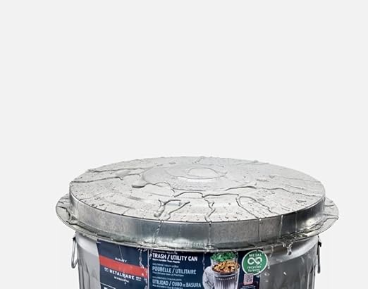 31-Gallon Galvanized Steel Trash Can with Lid, Metal Garbage Bin, Rodent Resistant, Weather Resistant, Indoor/Outdoor Use