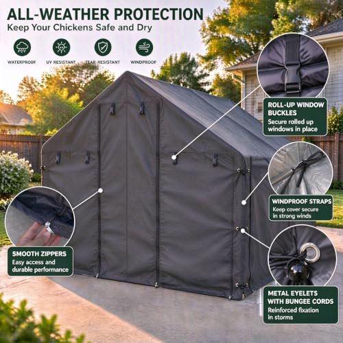 Chicken coop Cover, Waterproof in Winter. Suitable for Rooftop Chicken coops, Full Coverage. Black (No Chicken coop - Image 6