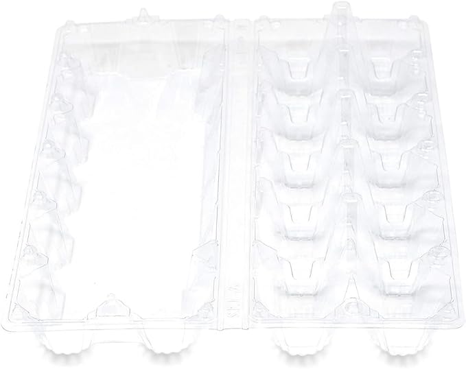 Limera Disposable Plastic Egg Cartons, Clear, 100 Pieces, Tray Egg Container Holder for Refrigerator (12 Egg Tray), Transparent