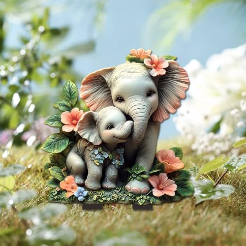 Garden Stake Decor, Acrylic 2D Flat Animal Statue - Small Elephant - Image 5