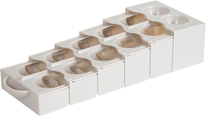 Eggstra Space Egg Organizer for Refrigerator, Adjustable Container, Collapsible & Expandable Tray Egg Holder for Fridge Organizer, Space Saving Fridge Storage Solution - Dark Beige