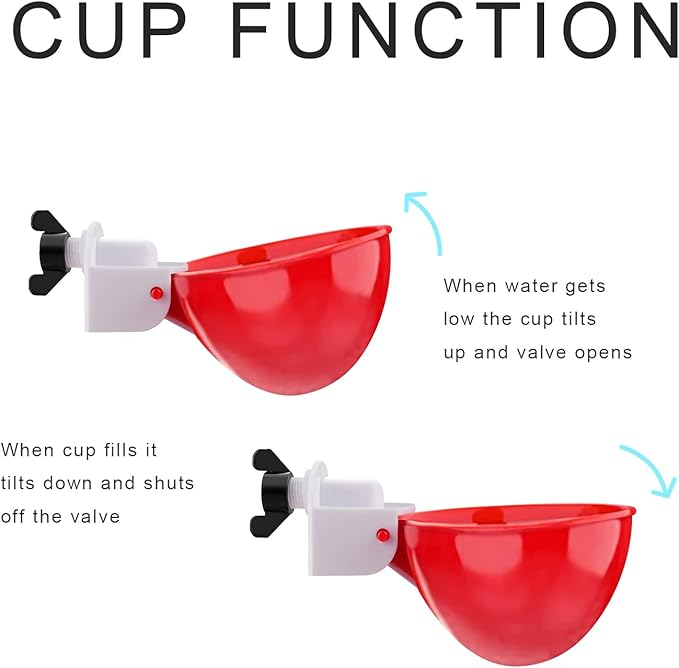 Professional Chicken Waterer Cups, 8 Packs Large Chicken Water Feeder, Tee Fittings Poultry Waterer Suitable for Duck, Chicks, Goose, Turkey, Bunny and Bird with Mounting Hole Opener
