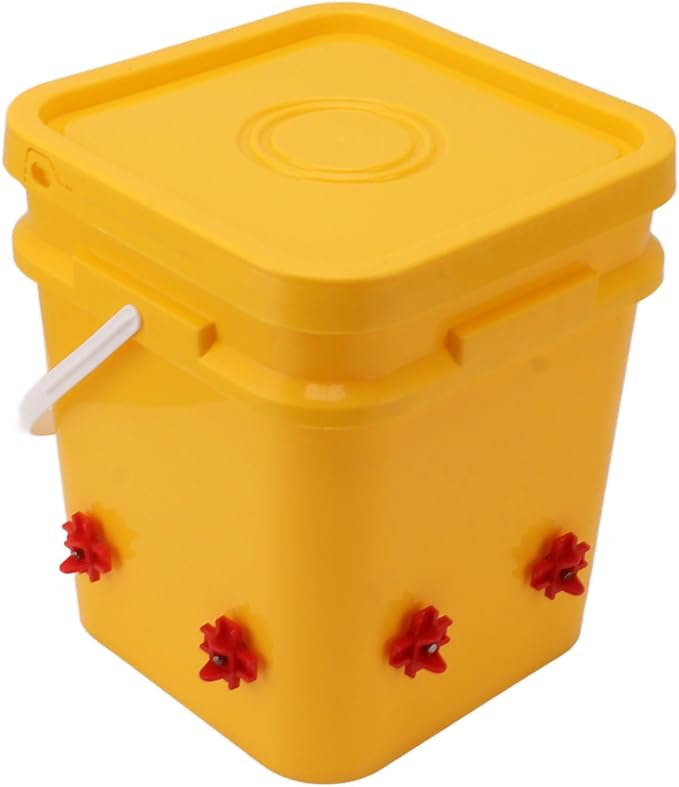 GLOGLOW Automatic Chicken Waterer Bowl, Durable Plastic with Gravity System, 12L Drinker for Chickens, Ducks and Other Poultry (Bucket + Four Corner Drinker + Black Screws)