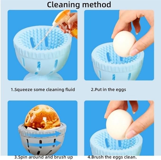 Silicone Egg Wash and Brush, Egg Wash and Brush, Egg and Duck Egg Cleaning Brush, for Removing Dirt and Debris from Eggshells, Suitable for Homes, Restaurants and Farms Egg Collector(Green)