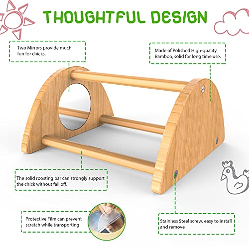 2-Pack Mini Chick Perch with Mirror, Bamboo Roosting Bar - 7"X6.6"X3.6", 22 Pack - Image 4