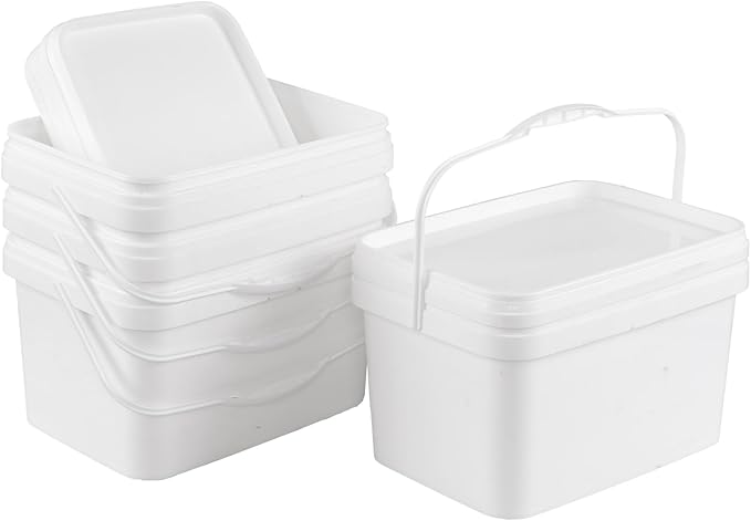 3 Gallon Food Grade Bucket with Lids, Plastic Utility Bucket Pail, 4 Packs