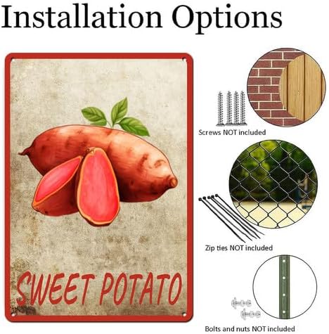 Vegetables Metal Sign Vintage Decor Sweet Potato Sign Farm Wall Decor Sturdy Rust Waterproof Aluminum Signs for Outdoor Yard Garden Easy to Install 5.5x8inch