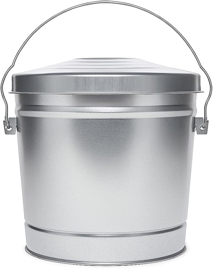 6-Gallon Galvanized Steel Locking Lid Storage Can – Heavy-Duty Metal Utility Bin for Tools, Feed, Trash & Pet Food – Rust-Resistant Outdoor Container