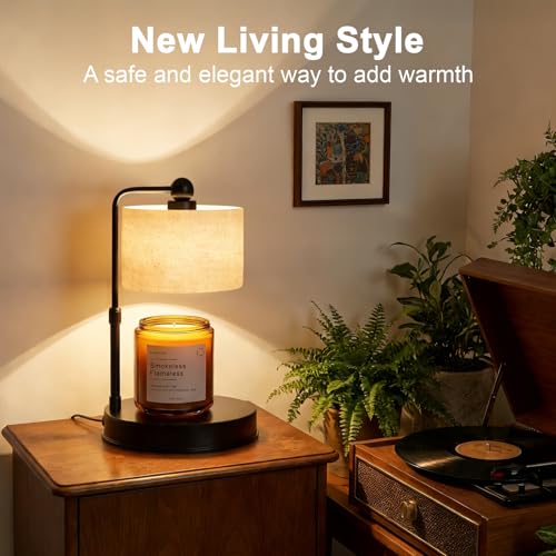 Candle Warmer lamp for 3 Wick Candles, Large Candle Warmer Lamp with Timer - Flaxen-Large, Linen, 2 Bulbs Included - Image 5