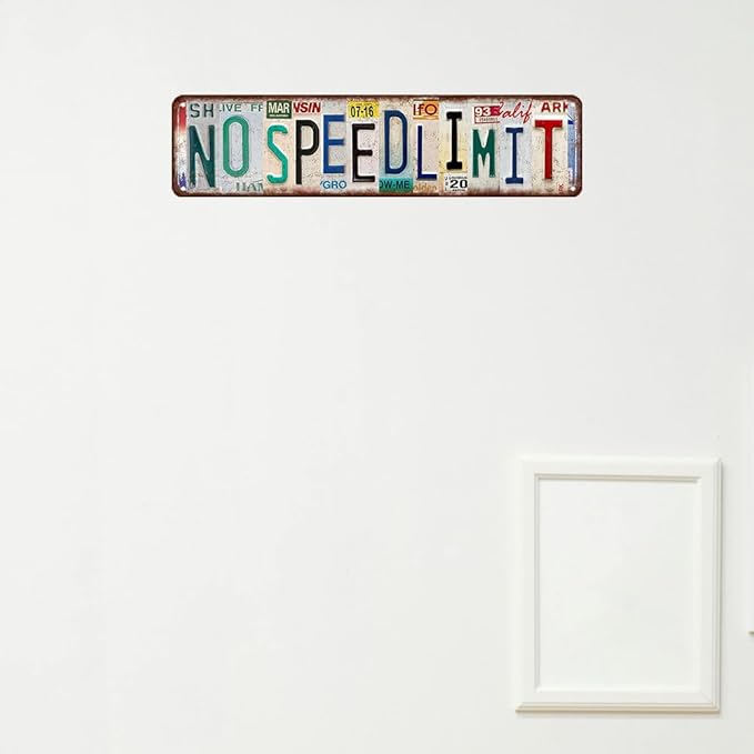 No Speed Limit Signs Boys Gifts Vintage Metal Tin Sign Funny Garage Decor Man Cave Room Decor Home Bar Bedroom Wall Art Decor 4 X16 Inches
