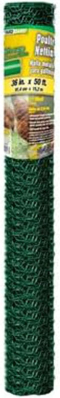 YardGard Galvanized PVC Coating Hexagonal Poultry Netting for Confinement and Support of Animals, Plants, Soil or Compost Materials, Green