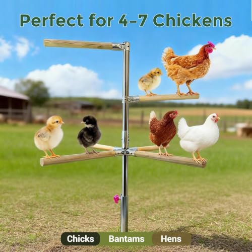 Chicken Perch Toy for Coop, Adjustable Chicken Roosting Bars - H=61.2inches, Natural, Steel-Wood Hybrid - Image 3