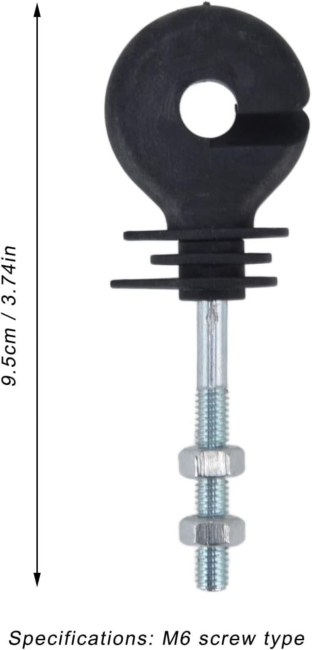 50 Pcs M6 Electric Fence Insulators, Electric Fence Insulator Electronic Fence Insulation Nails Screw in Nail Fence Post Insulator Electronic Fence Accessories