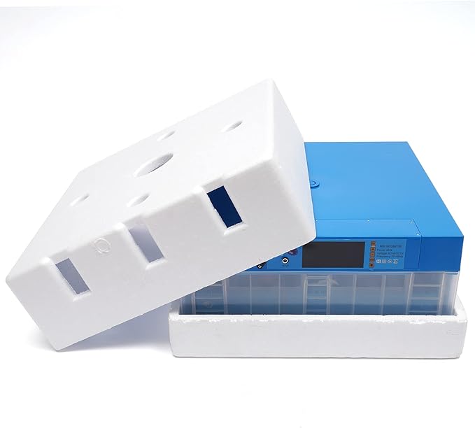 Digital Incubator 48 Chicken Eggs Incubator Poultry Hatcher Machine 2 in 1 Incubator 360° Automatic Egg Turning Blue 80W for Farm Home