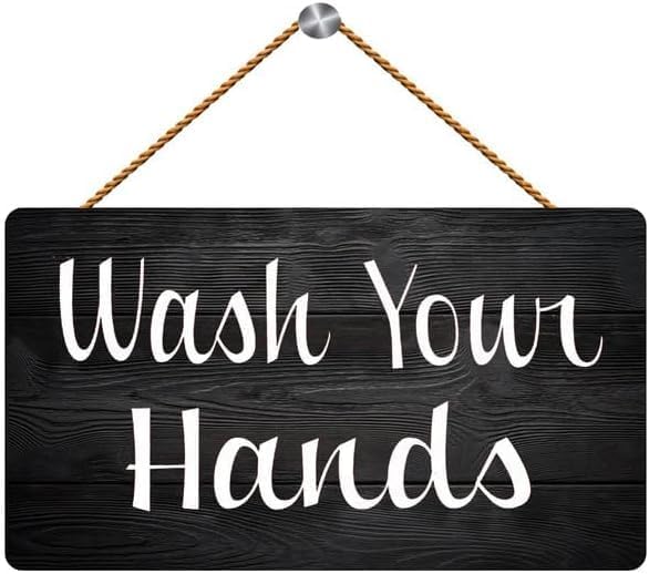 Wooden Wall Decor Wash Your Hands - Rustic Sign for Business Office Home Housewarming Gift 12"x6"