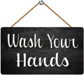 Wooden Wall Decor Wash Your Hands - Rustic Sign for Business Office Home Housewarming Gift 12"x6"