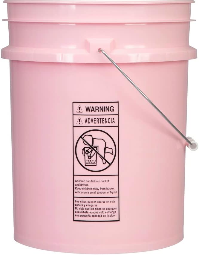 House Naturals 5 Gallon Pink Food Grade Plastic Storage Bucket (Pack of 3) Made in USA (Pink Buckets Without Lids)