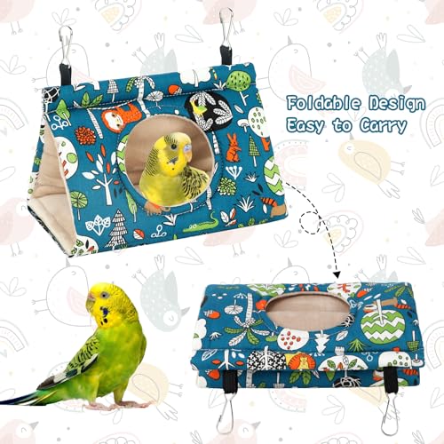 Rypet Bird Nest House, Bird Bed for Cage - Small (Pack of 1), Blue, Cotton, Hanging Hammock Bird Hut - Image 4