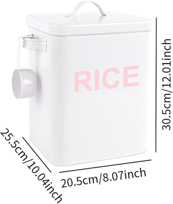 MagiDeal Flour Canister, Sealed Food Storage Bin, Countertop Organizer Jar for Grain, Beans, Kitchen Rice, White XL
