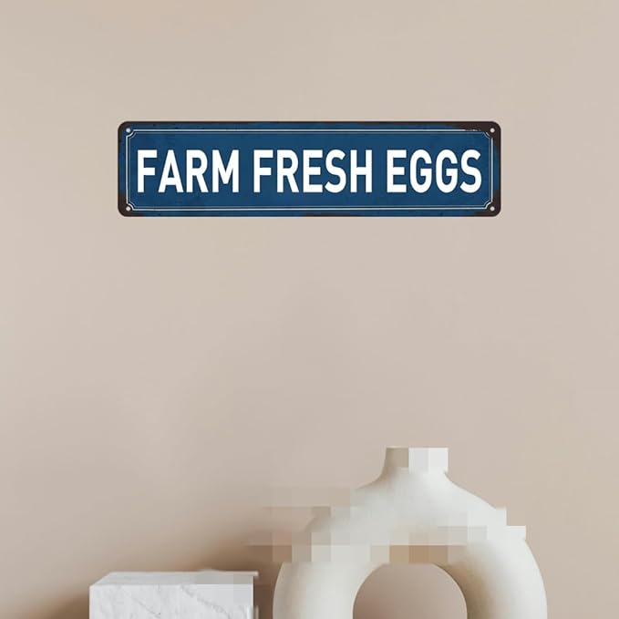 Farm Fresh Eggs Sign Chicken Coop Signs Farmers Market Decor Funny Outdoor Farm Fresh Chicken Wall Decor Accessories Farmers Market Decorations 4x16 Inch