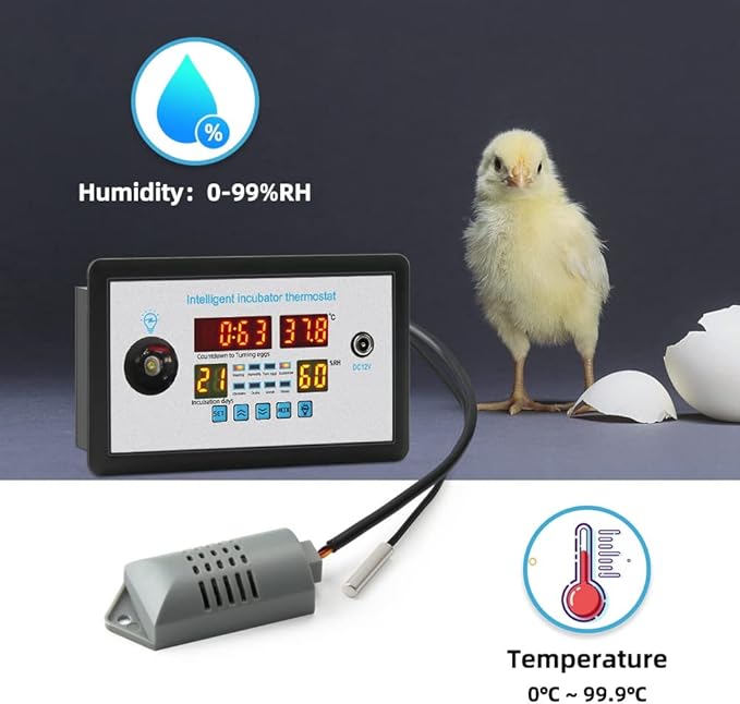 ZFX-W9002 Smart Thermostat Digital Temperature Humidity Control Incubator 360 Automatic Egg Turning 12V