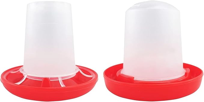 1Pc Red Chick Feeder Waterer 0.35Lbs Chicken Feeder 5.4Ounce Chicken Waterer Birds Poultry Feeding Equipment Kit Chick Waterer and Feeder Small Chick,Poultry Feeding Supplies
