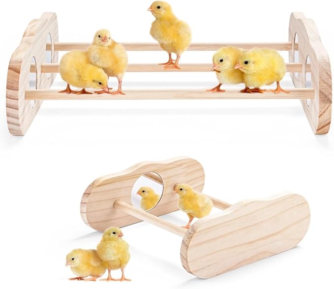 Wood Chicken Roosting Bars, Chick Stand Training Perches, 2 Pcs Wooden Chick Perches for Entertainment, Chick Jungle Gym Perch Toys for Coop & Brooder
