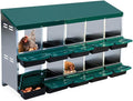 Metal Nesting Box for Chickens (10 Holes) - Heavy Duty Galvanized Steel Hen Laying Box, Outdoor Poultry Nest for Hens, Farm & Ranch Poultry Habitat Supplies