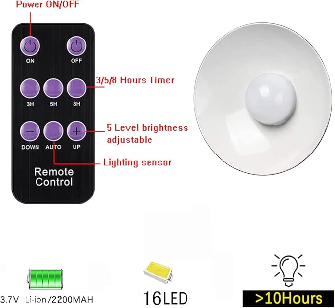 Solar Pendant Lights Upgraded Bulb Lights IP65 Waterproof Dusk to Dawn Auto Lamp with Remote Controller for Outdoor Shed Barn Chicken Coop Bullpen Pig Pen Stables Tents etc(Single Lamp)