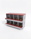Metal Chicken Nesting Boxes - 8 Hole Wall-Mountable Laying Boxes with Lid & Roll-Away Egg Collection, Weatherproof Galvanized Steel, Includes 8 Fake Eggs for Chicken Coop, Red