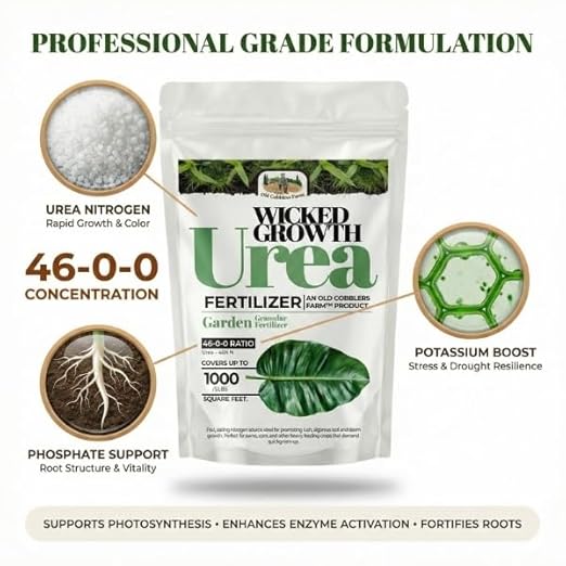 Old Cobblers Farm™ Wicked Growth High-Efficiency 46-0-0 Fertilizer - Urea - Fast-Acting Nitrogen Source for Lush Growth in Gardens & Farms -Soluble (5 lbs | 10 lbs | 15 lbs | 20 lbs) (15lbs)