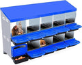 [10-Pack] Chicken Nesting Boxes for Hens - Galvanized Steel Wall Mount or Freestanding Chicken Nest, Removable Plastic Egg Tray & Ventilation Holes - Poultry Nesting Boxes for Egg Laying (Blue)