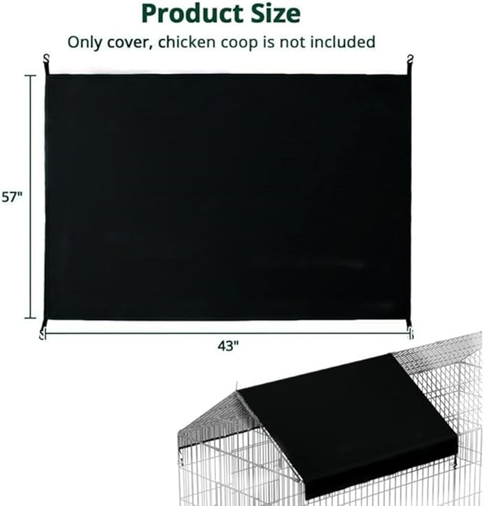 Waterproof Chicken Coop Cover 57x43 Inch Oxford Cloth Shade Protection for Large Poultry Run with Bungee Cords