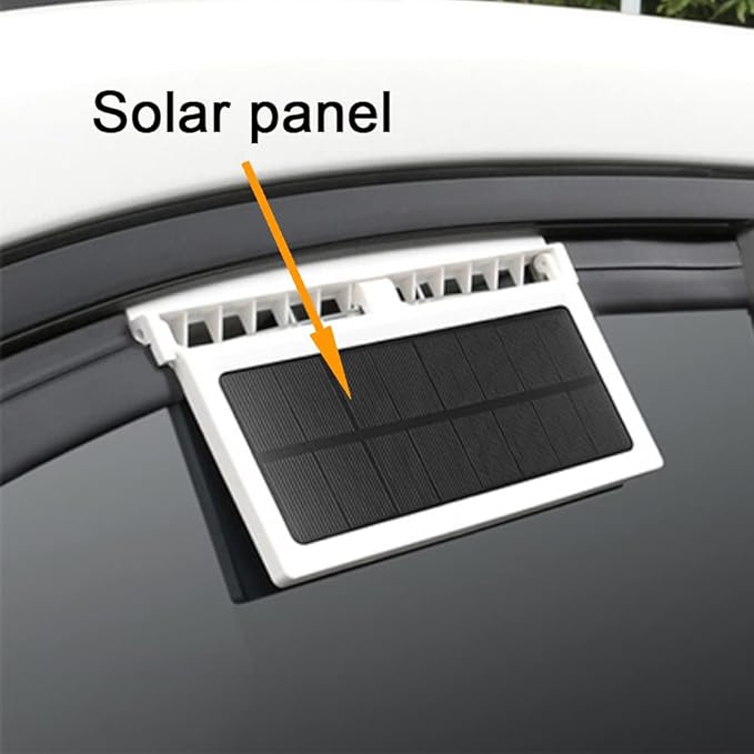 Car Solar Powered Window Exhaust Fan, Air Purifier, Solar Power Air Vent Radiator Fan for Backseat or Frontseat, Vehicle Ventilation Fan (White)