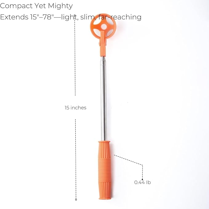 Egg Grabber for Chicken Eggs – Extendable Stainless Steel Egg Picker Tool, Lightweight Telescoping Egg Collector for Coop, Poultry Nest, and Farm (15"–78")