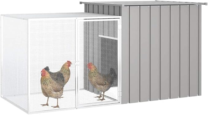 Chicken Coop Outdoor Poultry Cage, Galvanized Steel Walk-in Run for Hens, Ducks, and Rabbits, Weatherproof Large Animal Enclosure 78.7 x 35.8 x 39.4 in