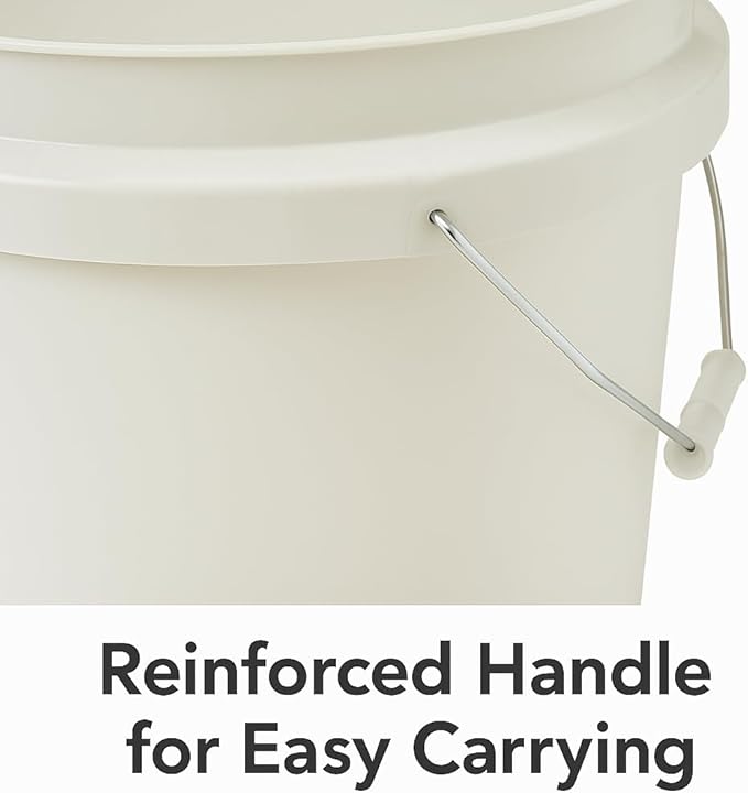 2-Gallon Plastic Utility Bucket with Comfort Grip Handle – Durable Round Pail for Cleaning, Gardening, Mixing & Storage, Lightweight White (1 Pack)