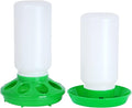 Chicken Feeder and Waterer Set no Waste Chick Feeder and Waterer Kit 1L Chicken Water Feeder Poultry Waterer Baby Chick Starter Kit (Green)