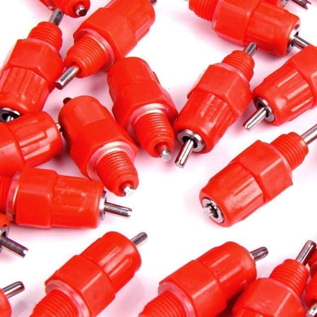 10Pcs Red Chicken Waterer Nipples Automatic Poultry Watering Nipples Chicken Drinkers Easy Installation Used Repeatedly Easy to Store,Poultry Feeding and Watering Supplies