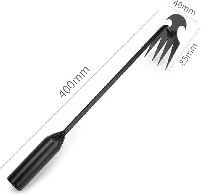 Weed Puller Tool, Weeding Artifact Uprooting Weeding Tool, Garden Weeder Tool 4 Teeth Manganese Steel Forged, Weed Master Weeding Tool, Weed Removal Tool for Vegetable Backyard Farm (Black-40cm)