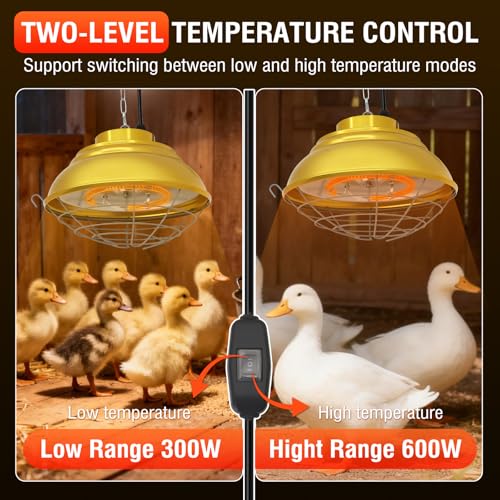 Chicken Heat Lamp 350W Chicken Coop Heater with Carbon Fiber Bulb Winter Hanging Heat Lamp - Greenhouse Plant (350 Watt) - Image 3