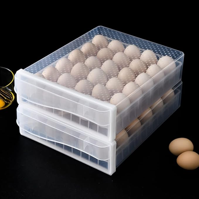 30 Grid Drawer type Egg Holder for Refrigerator, BPA Free Household Egg Fresh Storage Box, Single Layer Chicken Egg Storage Container