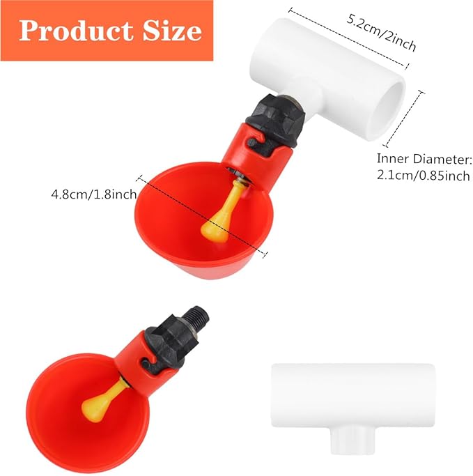 12 Pack Automatic Chicken Waterer Cups, Plastic Chicken Water Feeder Chicken Water Bowls Poultry Water Feeder Kit for Chicks, Duck, Goose, Turkey and Bunny