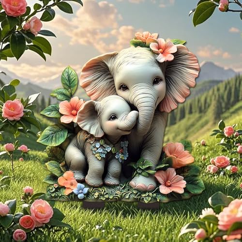 Garden Stake Decor, Acrylic 2D Flat Animal Statue - Small Elephant - Image 4