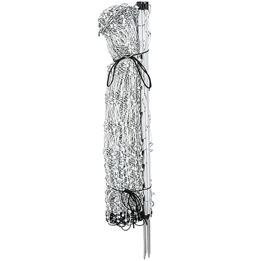 Premier 1 VersaNet® Plus, 30"H x 50'L Portable Electric Garden Net Fence with Built-in Posts | 2" x 2" Strand Spacing at Bottom to Keep Rabbits, Raccoons and Varmints Out of Gardens | White/Black