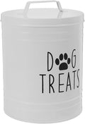 Airtight Iron Dog Food Storage Container with Lid, White Sealed Dog Treat Jar for Small to Medium Pets, Sturdy Metal Grain Storage Barrel for Home Use
