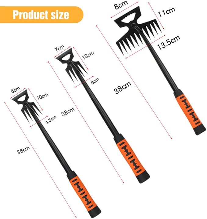 Gardening Hand Weeder Tools, Weed Puller Tool Weeding Artifact Uprooting Weeding Tool Manganese Steel with Black Baked Coating for Vegetable Gardening Backyard Farm Planting (11 Teeth)