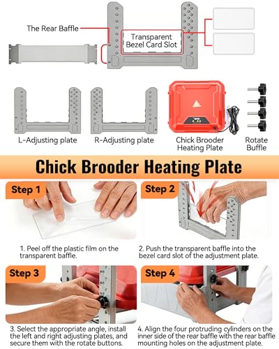 Chicken Brooder Plate, Smart Chick Heat Brooder Adjustable Temperature with LCD Display - 12.6"L x 3.2"W x 11.0"H, Red - Image 6
