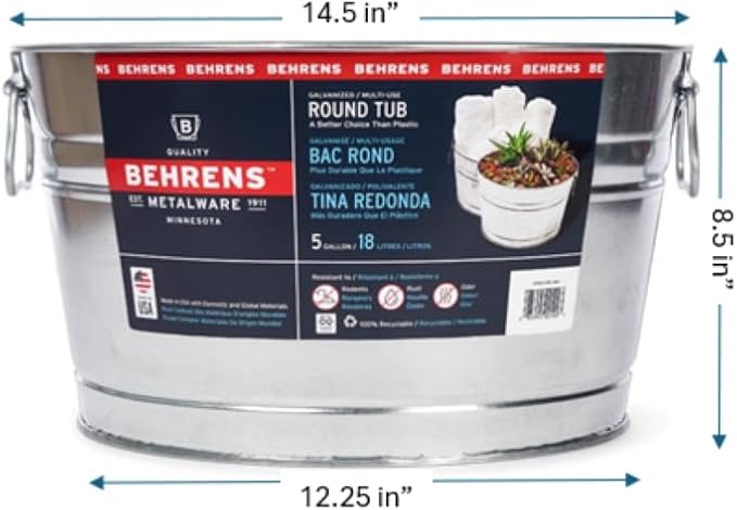 Behrens 5 Gallon Round Steel Tub (2 Tubs)
